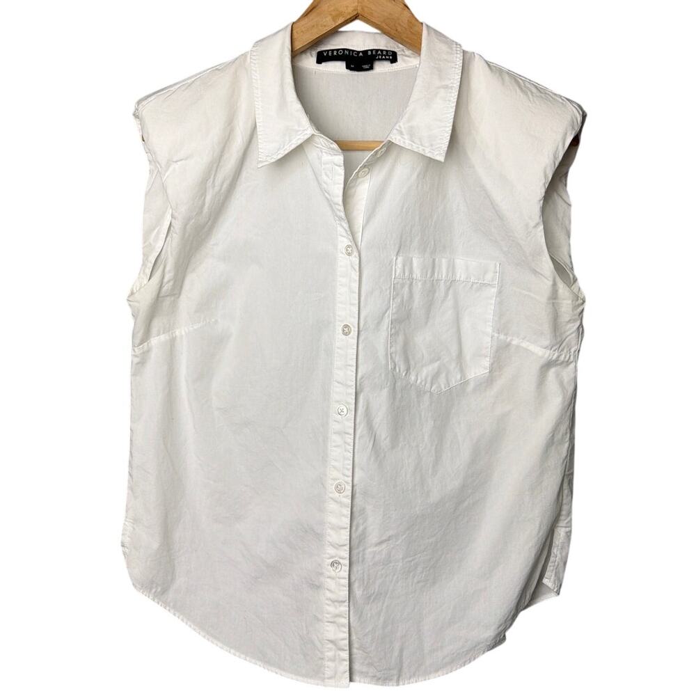 Veronica Beard White Poplin Structured Shoulder B… - image 2